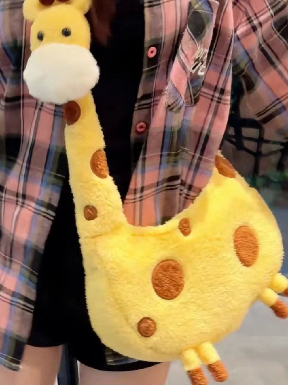New Cute Giraffe Crossbody Bag Plush Phone Bag Cartoon Animal Backpack Mini Mori